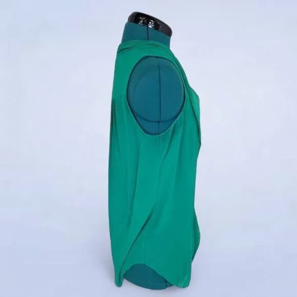 Aritzia Babaton Green Silk‎ Ruffled Blouse - Size Small - Picture 2 of 8